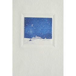 Holiday Greeting Cards - Engraved Blue Starry Night 