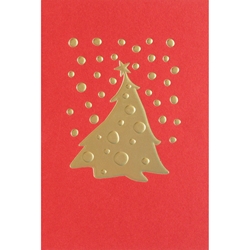 Holiday Greeting Cards - Gold Fir Tree Under The Snow  